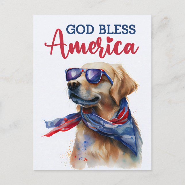 Golden Retriever, Gud välsigne Amerika vykort (Framsida)