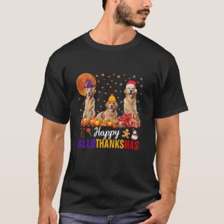 Golden Retriever Hallothanksmas Halloween Thanksgi T Shirt