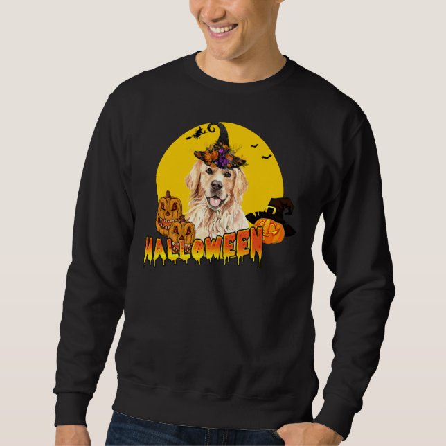Golden Retriever Halloween 450 Lång Ärmad Tröja (Framsida)