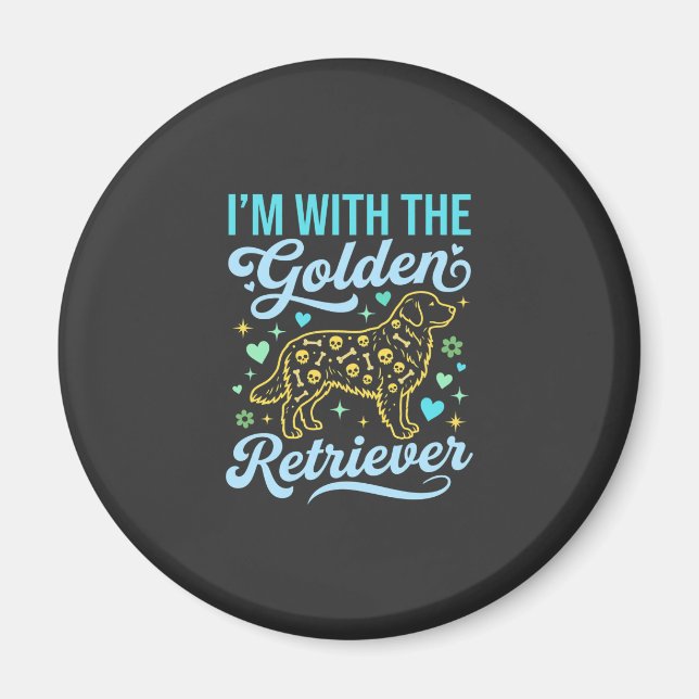 Golden Retriever Halloween Dödskalle Mönster Hund  Magnet (Framsidan)
