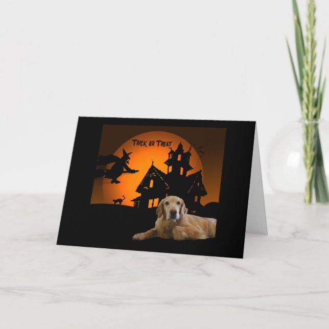 Golden Retriever Halloween-hälsningskort Kort (Framsida)