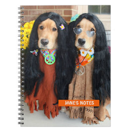 Golden Retriever Halloween Hippie bärbar dator Anteckningsbok Med Spiral