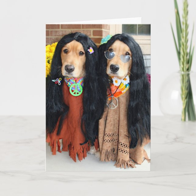 Golden Retriever Halloween Hippie-kort Kort (Framsida)