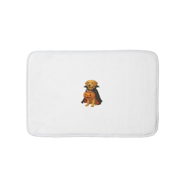 Golden Retriever Halloween-Hund med Pumpkin Candy Badrumsmatta (Framsidan)