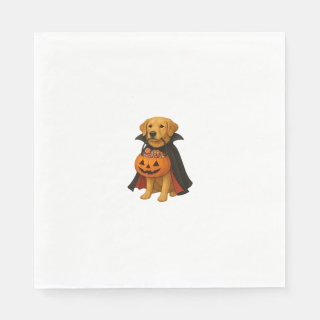 Golden Retriever Halloween-Hund med Pumpkin Candy Pappersservett (Framsidan)