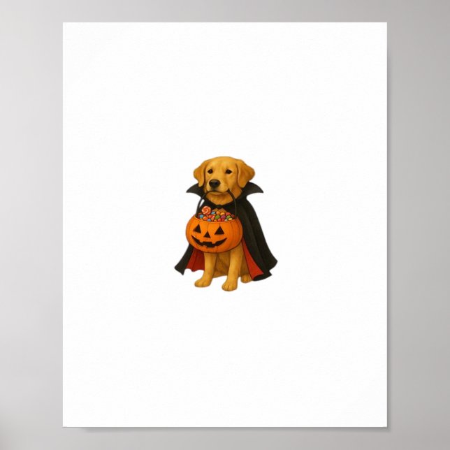 Golden Retriever Halloween-Hund med Pumpkin Candy Poster (Framsidan)