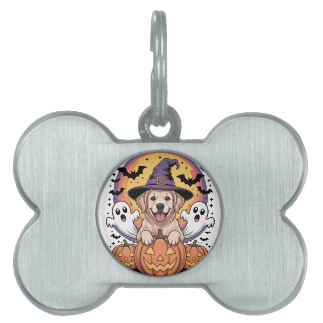 Golden Retriever Halloween ID-bricka Husdjur (Framsidan)