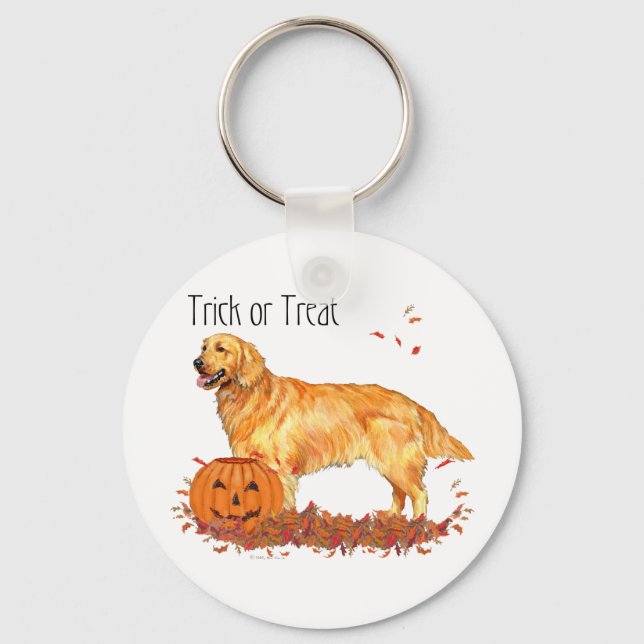 Golden Retriever Halloween Nyckelring (Framsida)