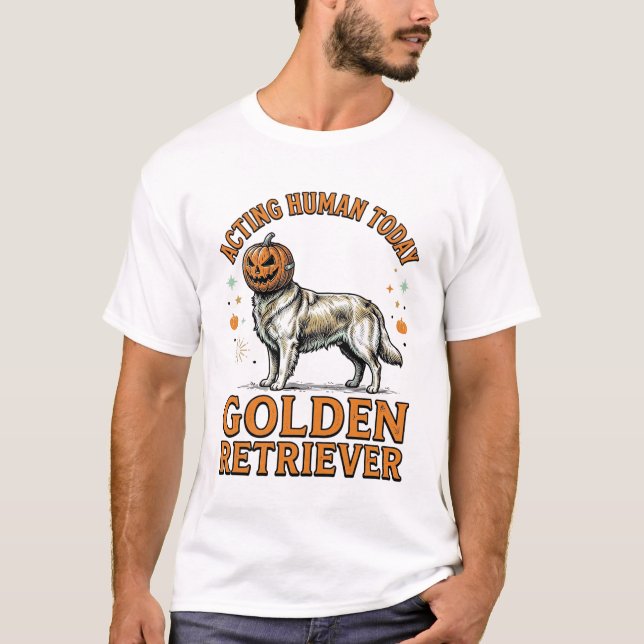 Golden Retriever Halloween Pumpa Hund Kostym Tröja (Framsida)
