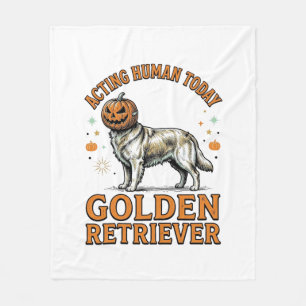 Golden Retriever Halloween Pumpa Hund Kostym Tröja Fleecefilt