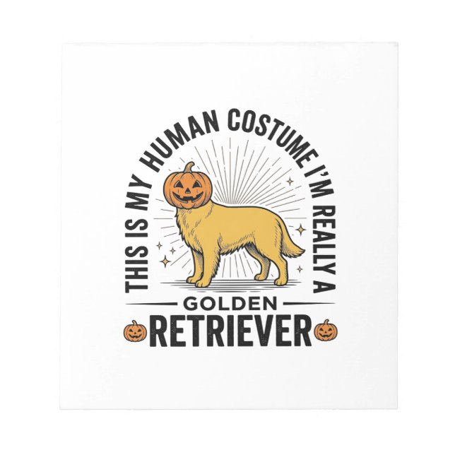 Golden Retriever Halloween Pumpa Kostym Design_ Anteckningsblock (Framsida)