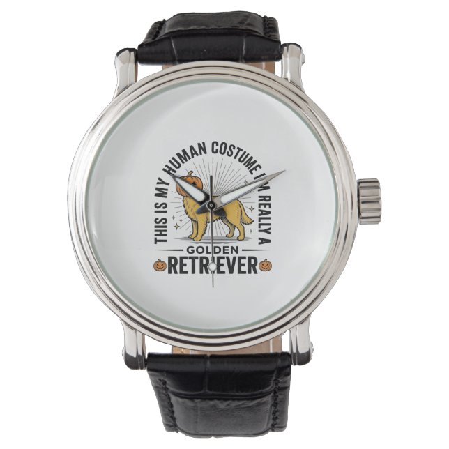 Golden Retriever Halloween Pumpa Kostym Design_ Armbandsur (Framsida)