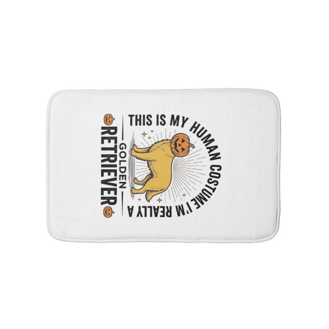 Golden Retriever Halloween Pumpa Kostym Design_ Badrumsmatta (Framsidan)