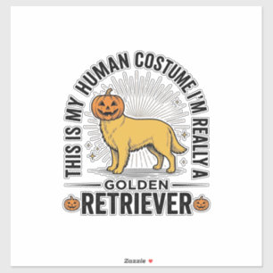 Golden Retriever Halloween Pumpa Kostym Design_ Klistermärken