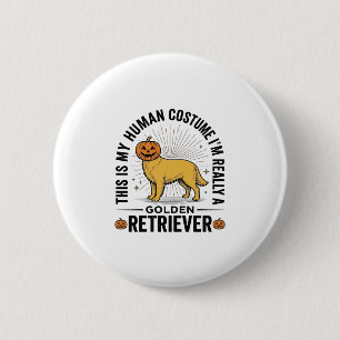 Golden Retriever Halloween Pumpa Kostym Design_ Knapp