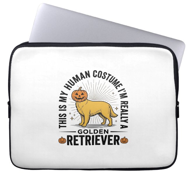 Golden Retriever Halloween Pumpa Kostym Design_ Laptop Fodral (Framsidan)