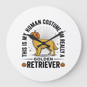 Golden Retriever Halloween Pumpa Kostym Design_ Stor Klocka