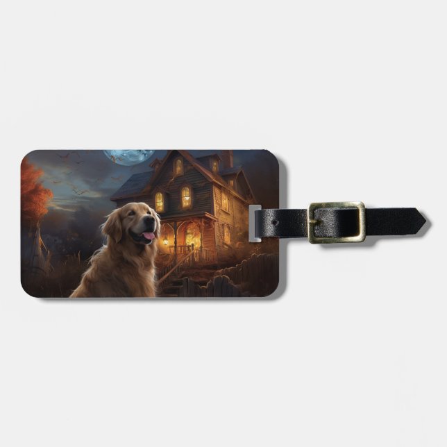 Golden Retriever Halloween Scary Bagagebricka (Horisontell Framsida)