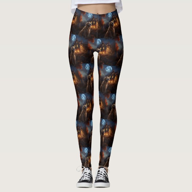 Golden Retriever Halloween Scary Leggings (Framsida)