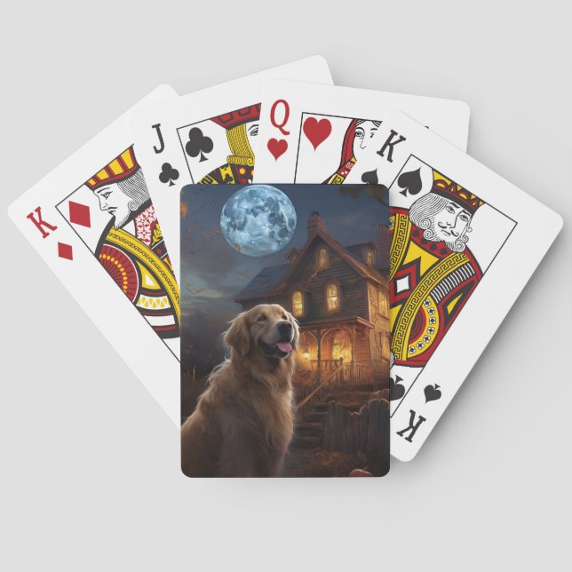 Golden Retriever Halloween Skräckinjagande Casinokort (Baksidan)