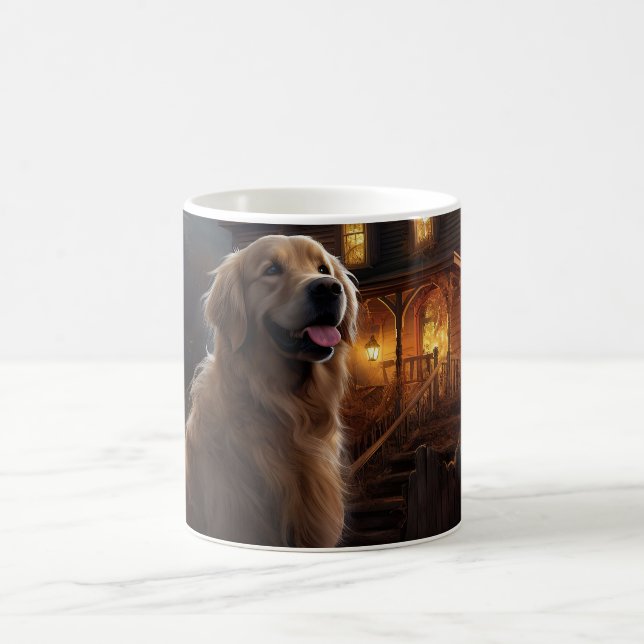Golden Retriever Halloween Skräckinjagande Kaffemugg (Center)