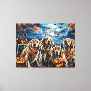 Golden Retriever Halloween Spooky Canvastryck
