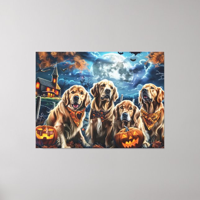 Golden Retriever Halloween Spooky Canvastryck (Framsida)