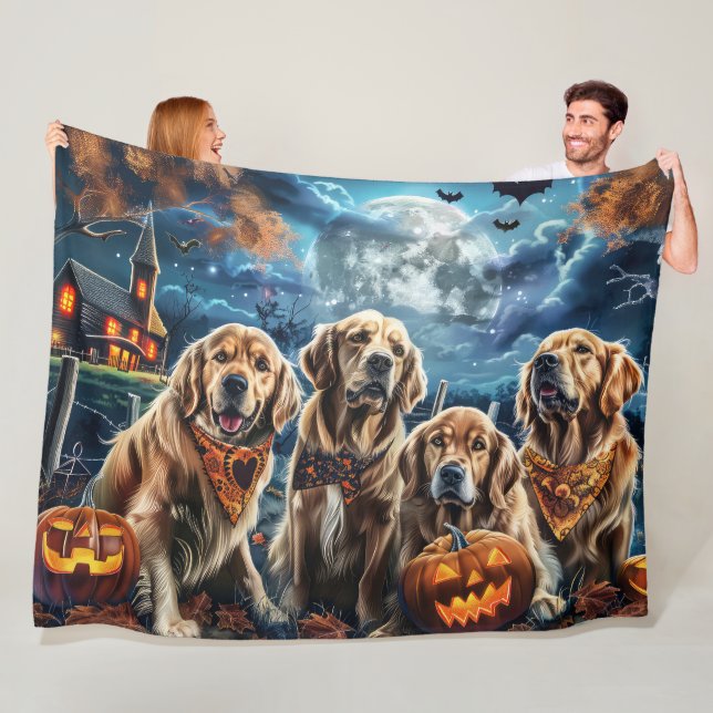Golden Retriever Halloween Spooky Fleecefilt (På plats)