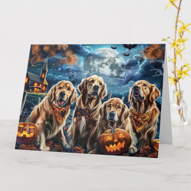 Golden Retriever Halloween Spooky Kort (Gul blomma)