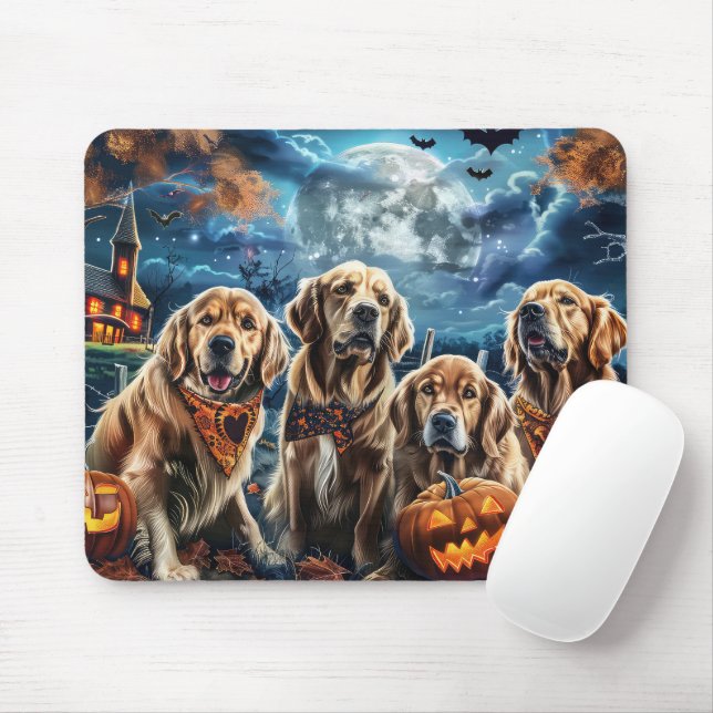 Golden Retriever Halloween Spooky Musmatta (Med mus)