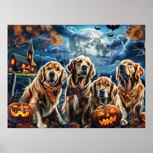 Golden Retriever Halloween Spooky Poster (Framsidan)