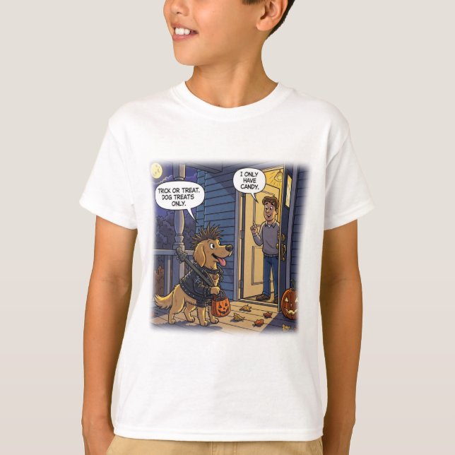 Golden Retriever Halloween T-Shirt Funny Treats (Framsida)