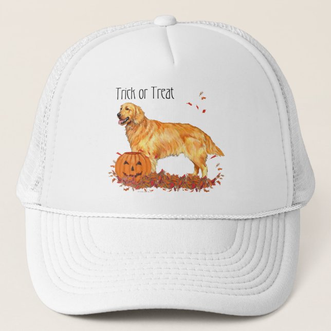 Golden Retriever Halloween Truckerkeps (Framsida)