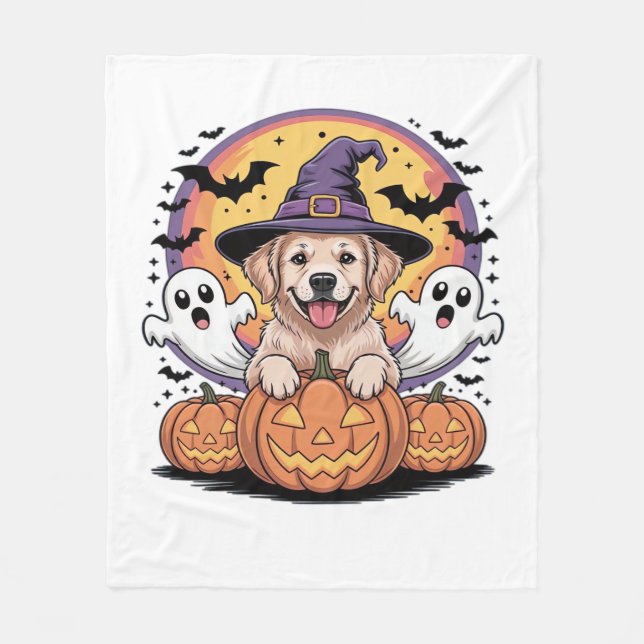 Golden Retriever Halloween Witch Hund Classic T-Sh Fleecefilt (Framsidan)