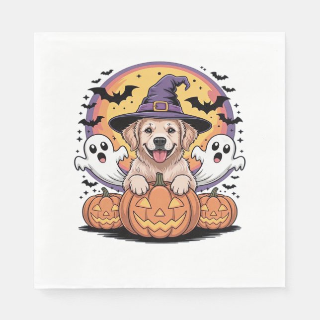 Golden Retriever Halloween Witch Hund Classic T-Sh Pappersservett (Framsidan)