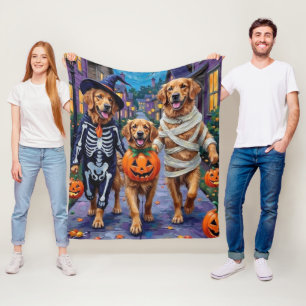 Golden Retriever Halloweenkul Fleecefilt