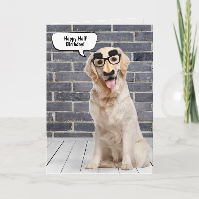 Golden Retriever halv födelsedagskort Humor Kort (Framsida)
