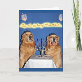 Golden Retriever Hanukkah Menorah Lighting Helgkort