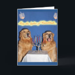 Golden Retriever Hanukkah Menorah Lighting Helgkort<br><div class="desc">De här gyllene kyrkobesökarna lyfter menorah för att önska alla en gyllene Hanukkkah.</div>