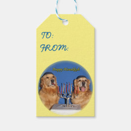 Golden Retriever Hanukkah Menorah Lighting Presentetikett