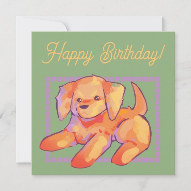 Golden retriever. Happy Birthday Kort (Framsida)