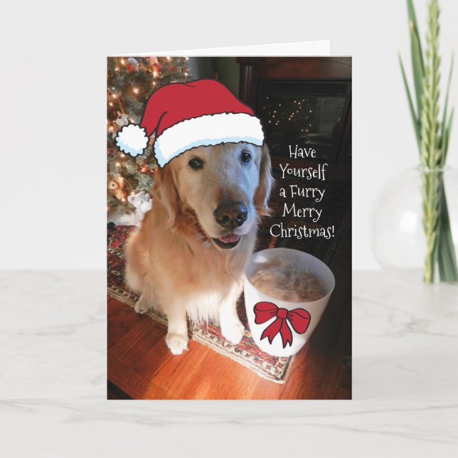 Golden Retriever har dig själv ett Hårig Merry Kort (Framsida)
