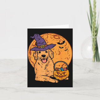Golden Retriever Häxa Måne Jack O Lantern Kort