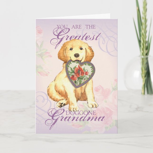 Golden Retriever Heart Grandma Kort (Framsida)