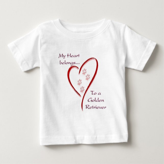 Golden Retriever Heart-Tillhör Tee (Framsida)