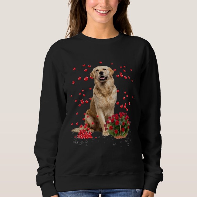 Golden Retriever Hearts Balloons And Rose Basket V T Shirt (Framsida)