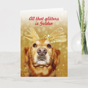 Golden Retriever hela Glitter är Golden Holid Helgkort