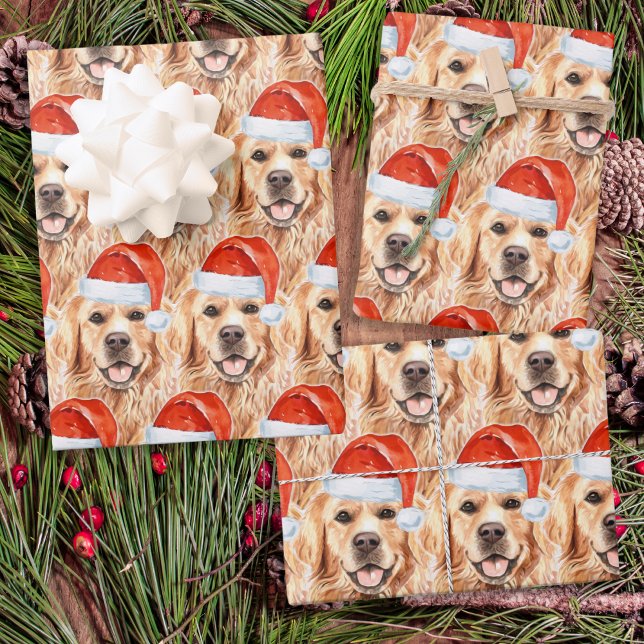 Golden Retriever-Helgdag Juli Cute Santa Hund Presentpapper (Skapare uppladdad)