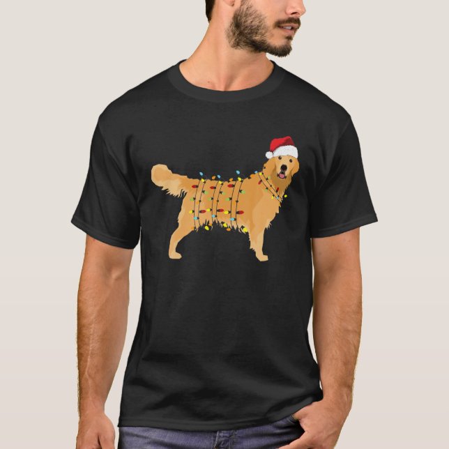 Golden Retriever Helgdag Julljus T Shirt (Framsida)
