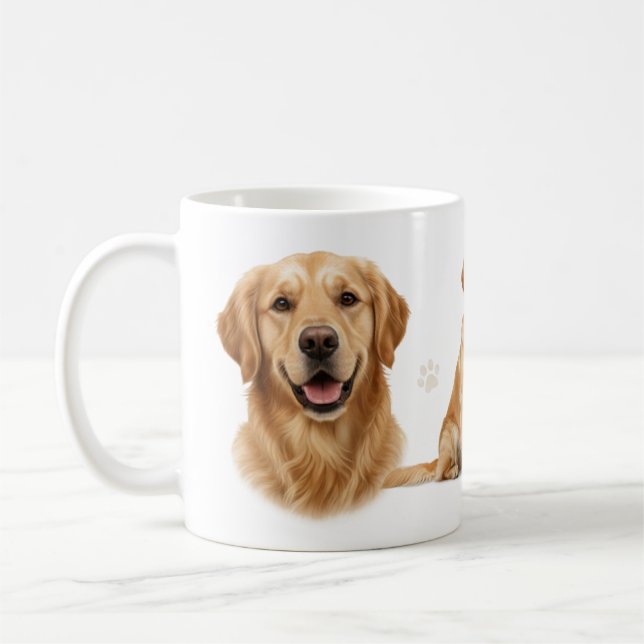 Golden Retriever Helomfattande Muggdesign Kaffemugg (Vänster)